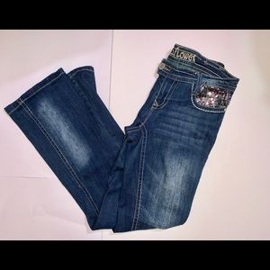 Wallflower sequin pocket jeans